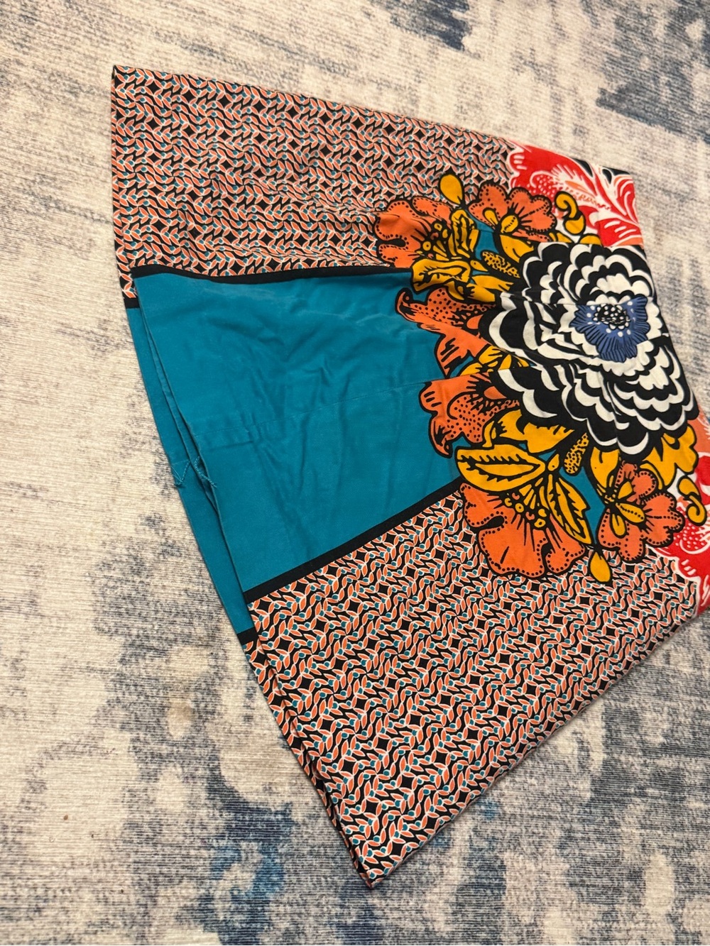 Express Teal Swim Sarong with Bold Floral Print